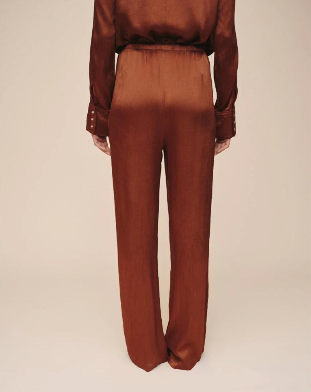 NEW BELLA DAHL easy pleated wide leg pants in molten bronze - Picture 4 of 5